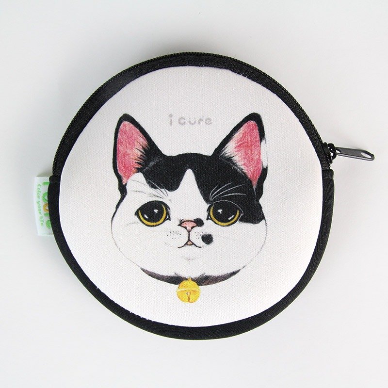 i money 黑白 零钱包 手绘风 - H2.猫野友志 - 零钱包 - 防水材质 黑色