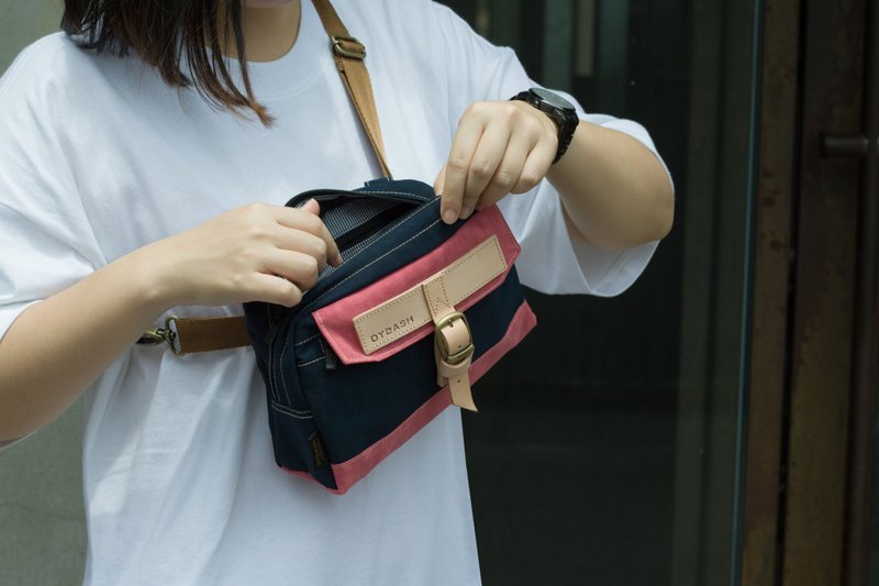 DYDASH百变散步包 /腰包/肩背/多夹层 (蓝粉星) - 侧背包/斜挎包 - 真皮 