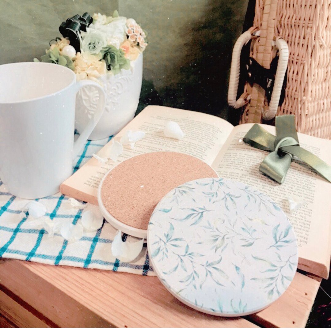 若草青青 - 陶瓷吸水杯垫 - 杯垫 - 瓷 绿色