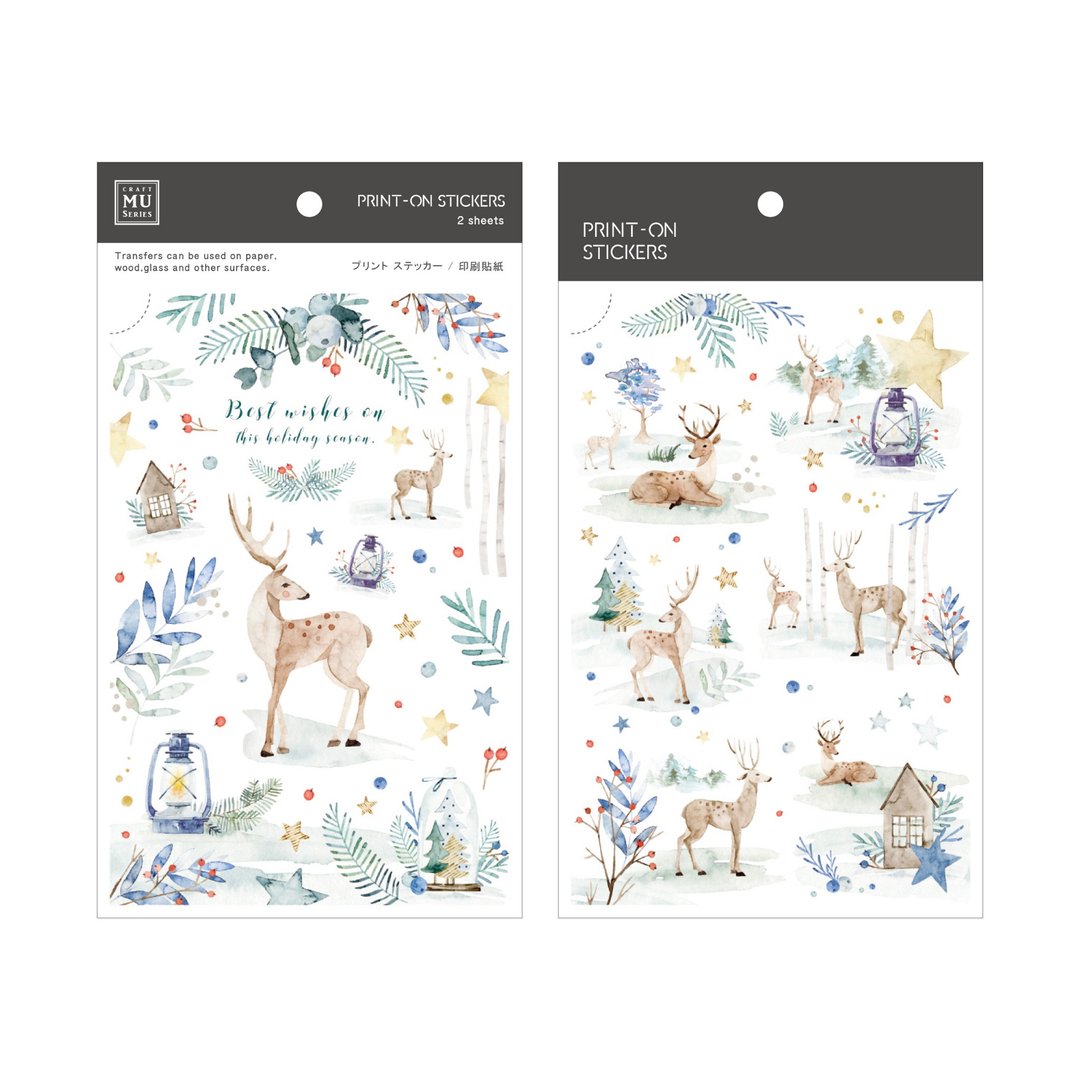【Print-On Stickers 转印贴纸】圣诞限定04-蓝雪森林 - 贴纸 - 其他材质 卡其色