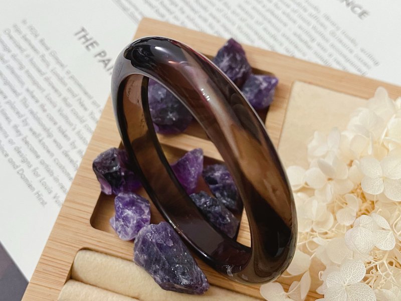 天然冰黑曜石 手镯 水晶镯 - 手链/手环 - 水晶 黑色