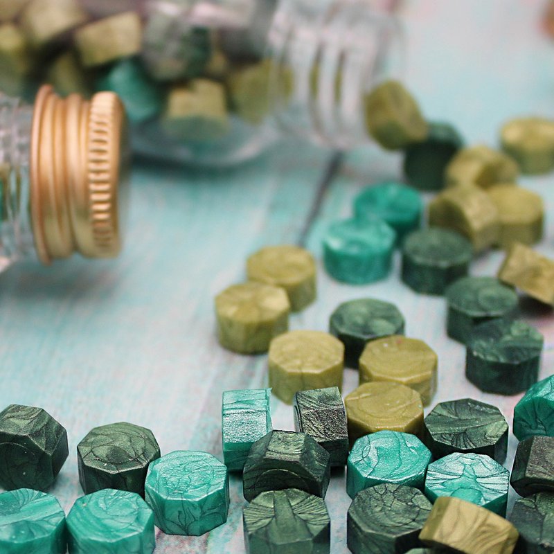 火漆封蜡蜡粒大罐装--漫步在原野森林(绿色系) - 信封/信纸 - 蜡 绿色