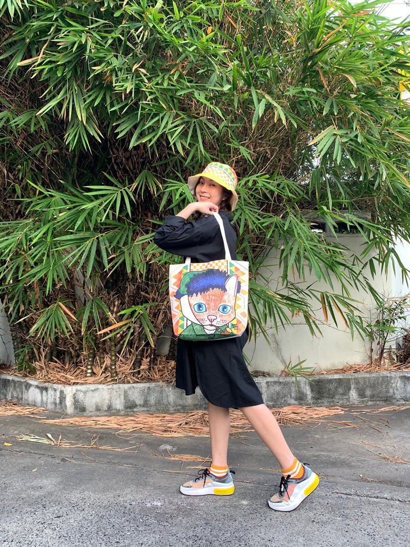 Artist Cat Vangogh Totebag - 手提包/手提袋 - 其他材质 