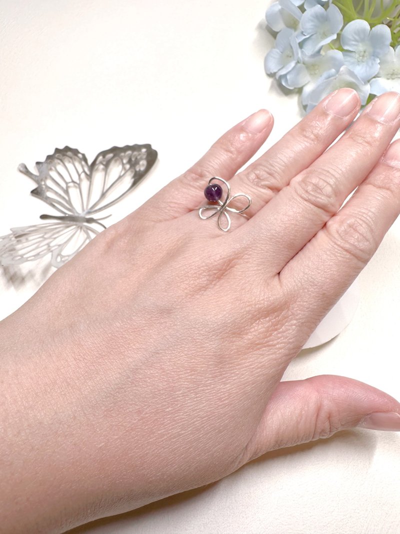 紫水晶 Amethyst 蝴蝶戒指 - 戒指 - 水晶 