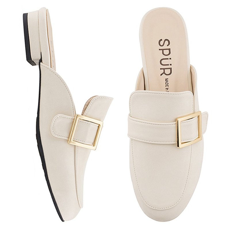 PRE-ORDER SPUR 方形皮带扣穆勒鞋 MS7066 IVORY - 女款休闲鞋 - 人造皮革 