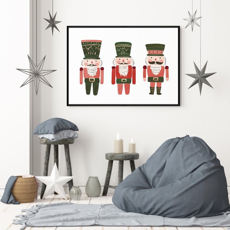 圣诞小小胡桃队 - 圣诞插画/圣诞树装饰挂画//圣诞交换礼物 - 海报/装饰画/版画 - 棉．麻 绿色