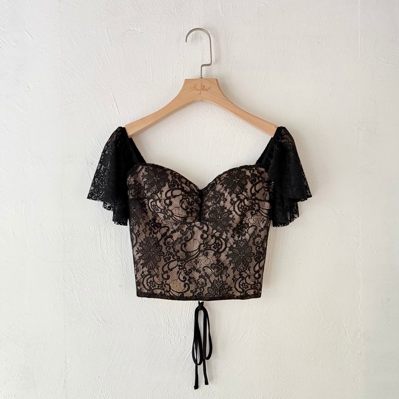 订制系列-法式马甲绑带飘袖上衣 - 女装背心 - 其他材质 