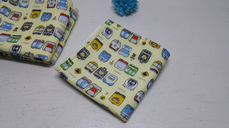 火车快快跑二重纱手帕巾 口水巾 吸水巾 - 围嘴/口水巾 - 其他材质 黄色