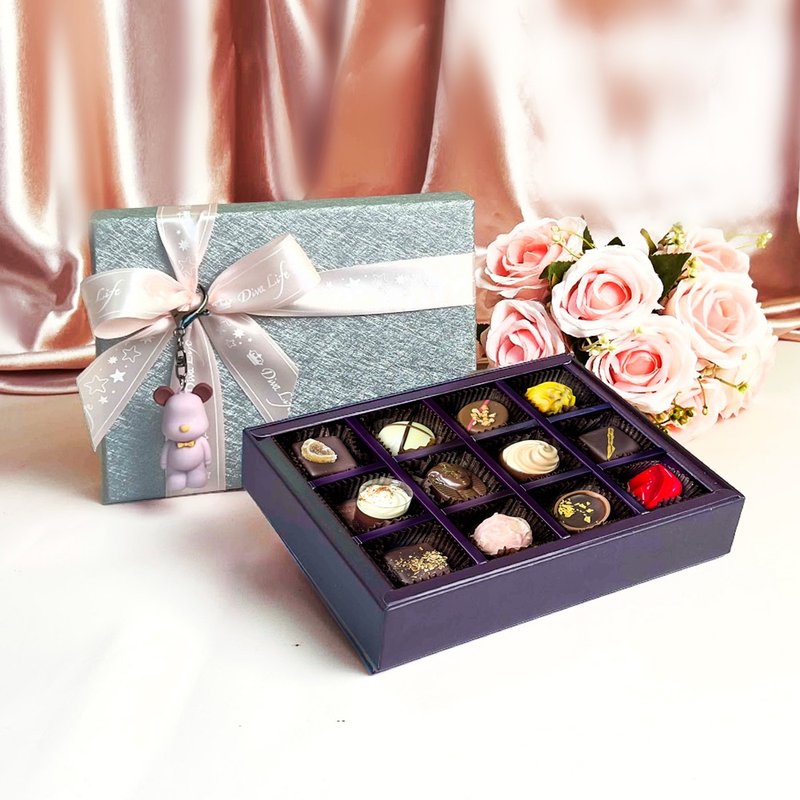 【Diva Life】比利时12入夹心巧克力礼盒(2024金誓执爱) 赠暴力熊 - 巧克力 - 木头 咖啡色