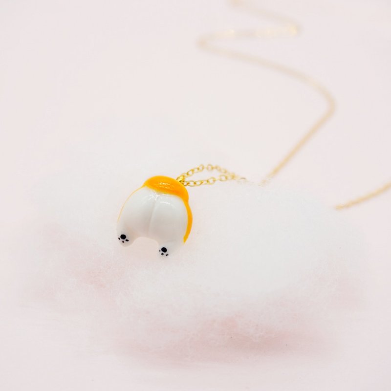 柯基犬屁屁项链 狗狗屁屁吊坠 S925纯银项链哥基犬坠子 - 项链 - 粘土 多色