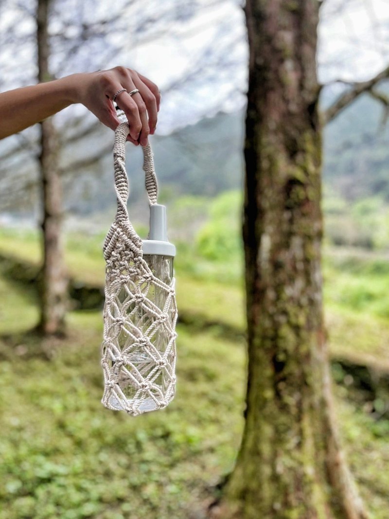 Macrame 编织棉绳饮料袋/水瓶袋/环保提袋/水瓶提袋 - 随行杯提袋/水壶袋 - 棉．麻 多色