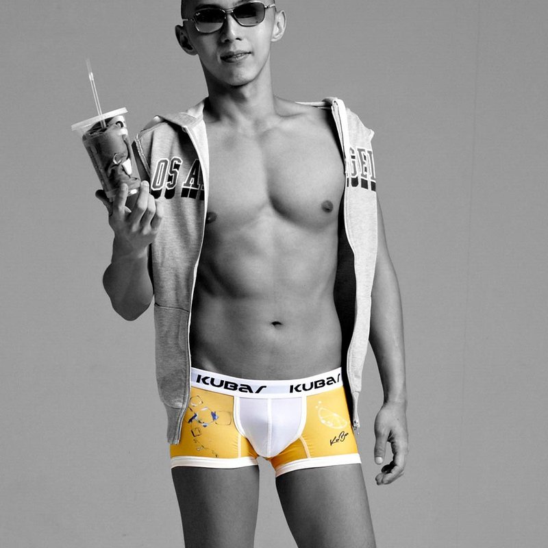 【Goorule】趣味平口内着_03 - 男士内衣裤 - 聚酯纤维 橘色