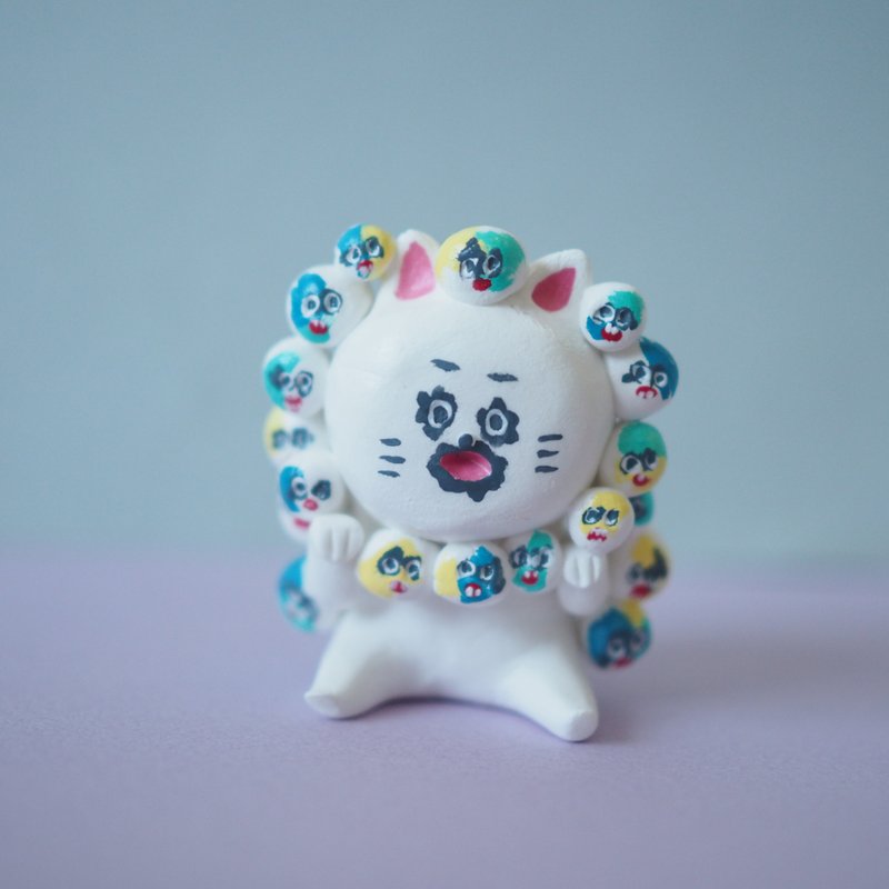 被过度迷惑的猫 - 玩偶/公仔 - 粘土 白色