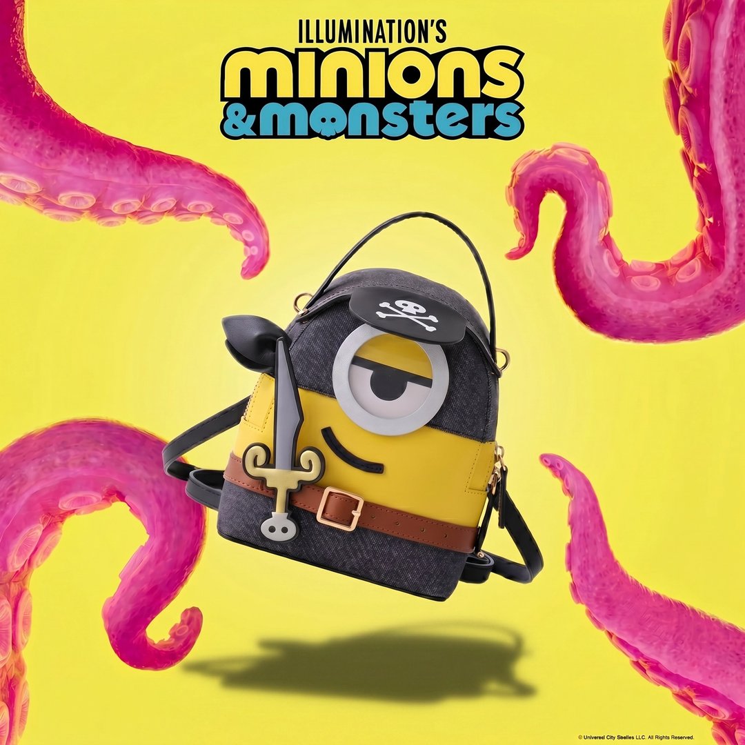 【满额赠】Minions & Monsters 牛仔布镶牛皮革背囊 - 后背包/双肩包 - 真皮 黄色