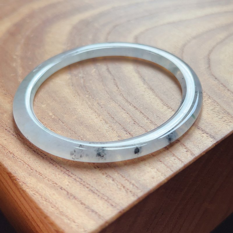 冰种飘乌鸡翡翠手镯 | 17.5围 | 天然缅甸玉翡翠A货 | 送礼 - 手链/手环 - 玉石 透明