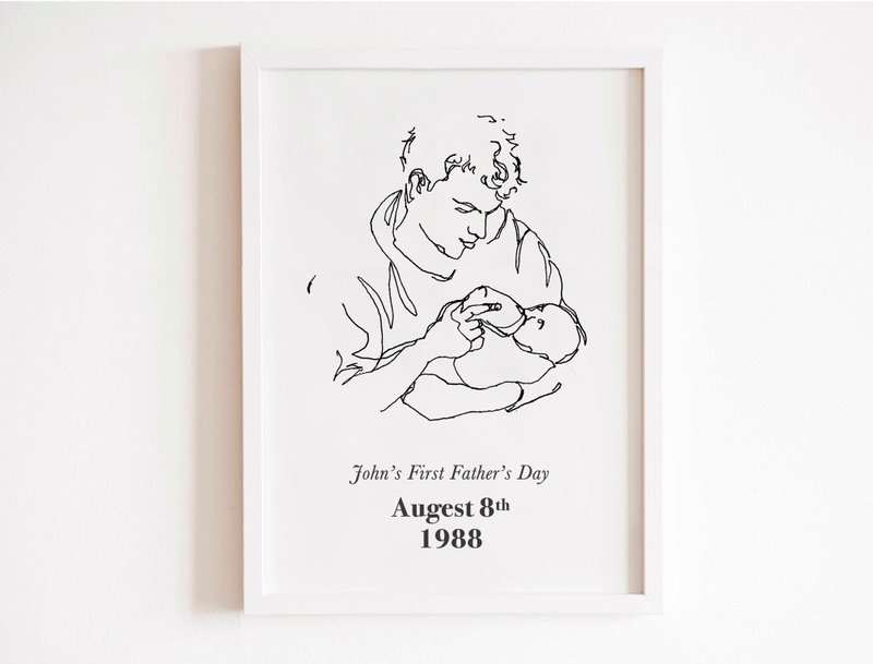时尚简约线条画 2人有字样 经典时刻 生日礼物 订制画 定制化礼物 - 订制画像 - 纸 白色