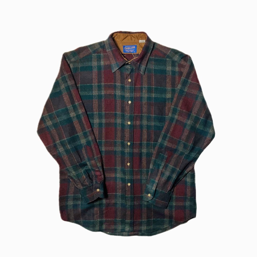 70s Pendleton 经典羊毛格纹衬衫 - 男装衬衫 - 羊毛 多色
