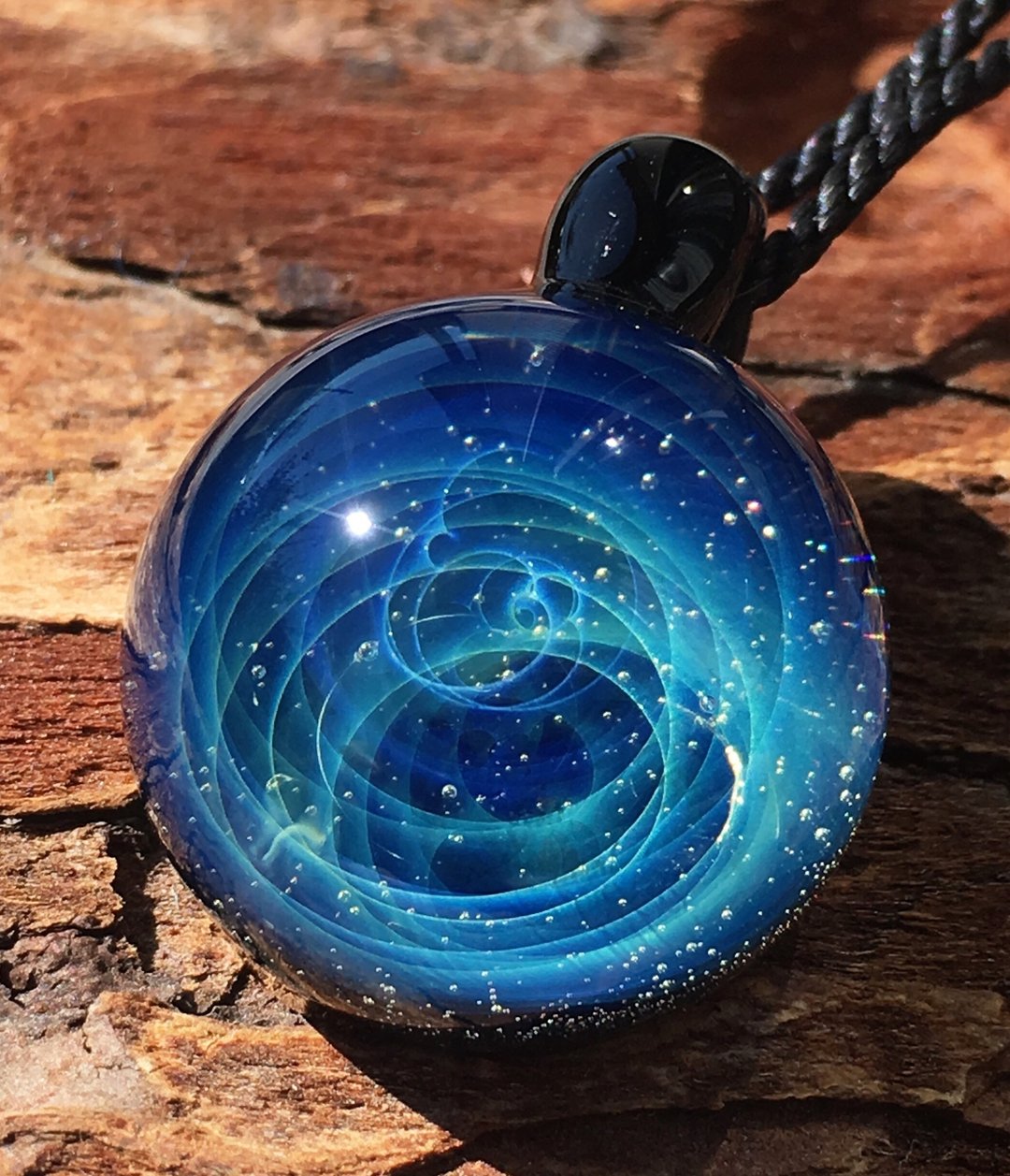 boroccus 星云银河立体花样抗热玻璃吊坠 - 项链 - 玻璃 蓝色