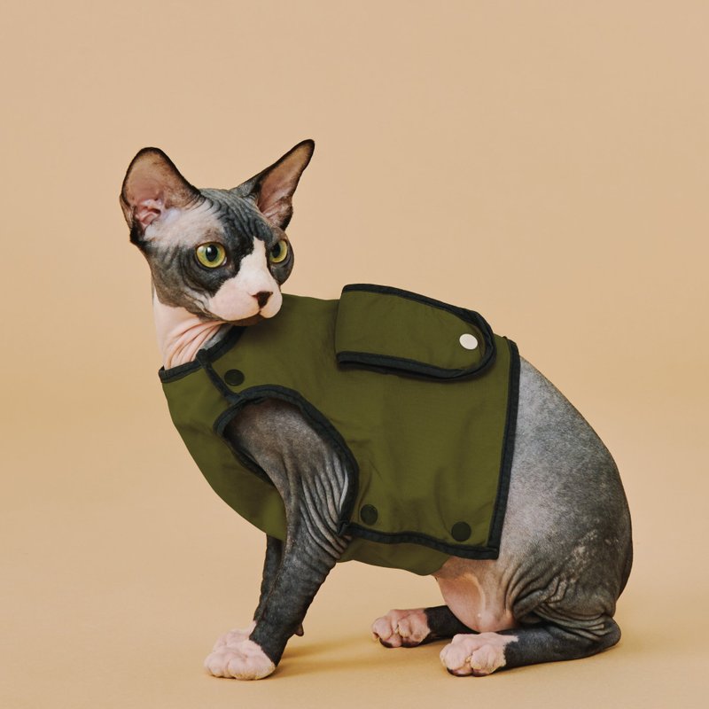 Yama Paws / 猫狗可穿山系上衣 - 墨绿色 - 衣/帽 - 棉．麻 绿色