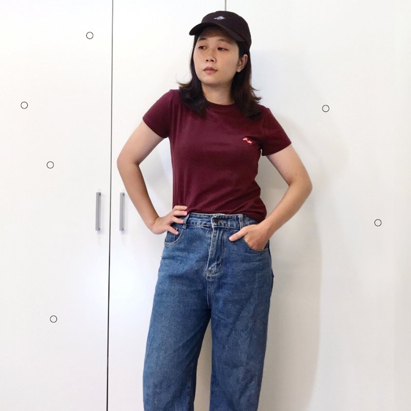冥河龙酒红合身t-shirt - 女装 T 恤 - 棉 红色