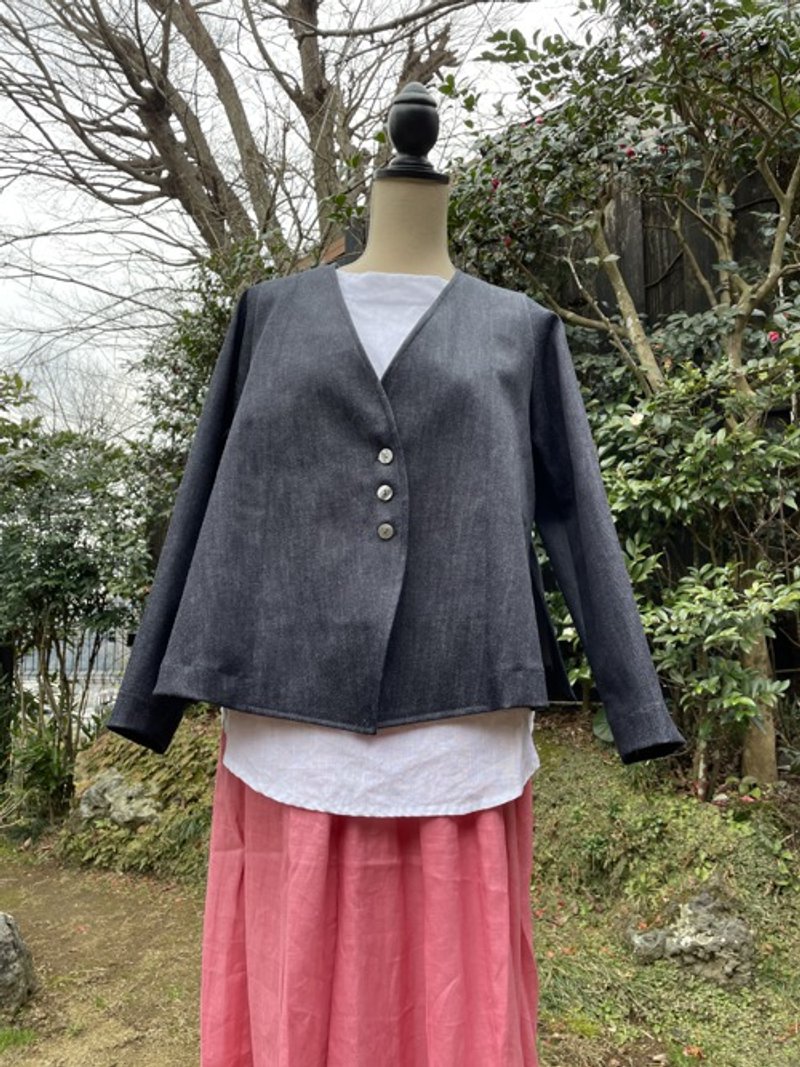 デニムのシンプルジャケット - 女装休闲/机能外套 - 棉．麻 蓝色