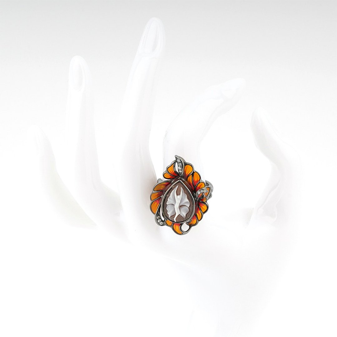 Cameo Italiano 意大利手工贝雕轻珠宝_CI_A706_1N - 戒指 - 纯银 黑色