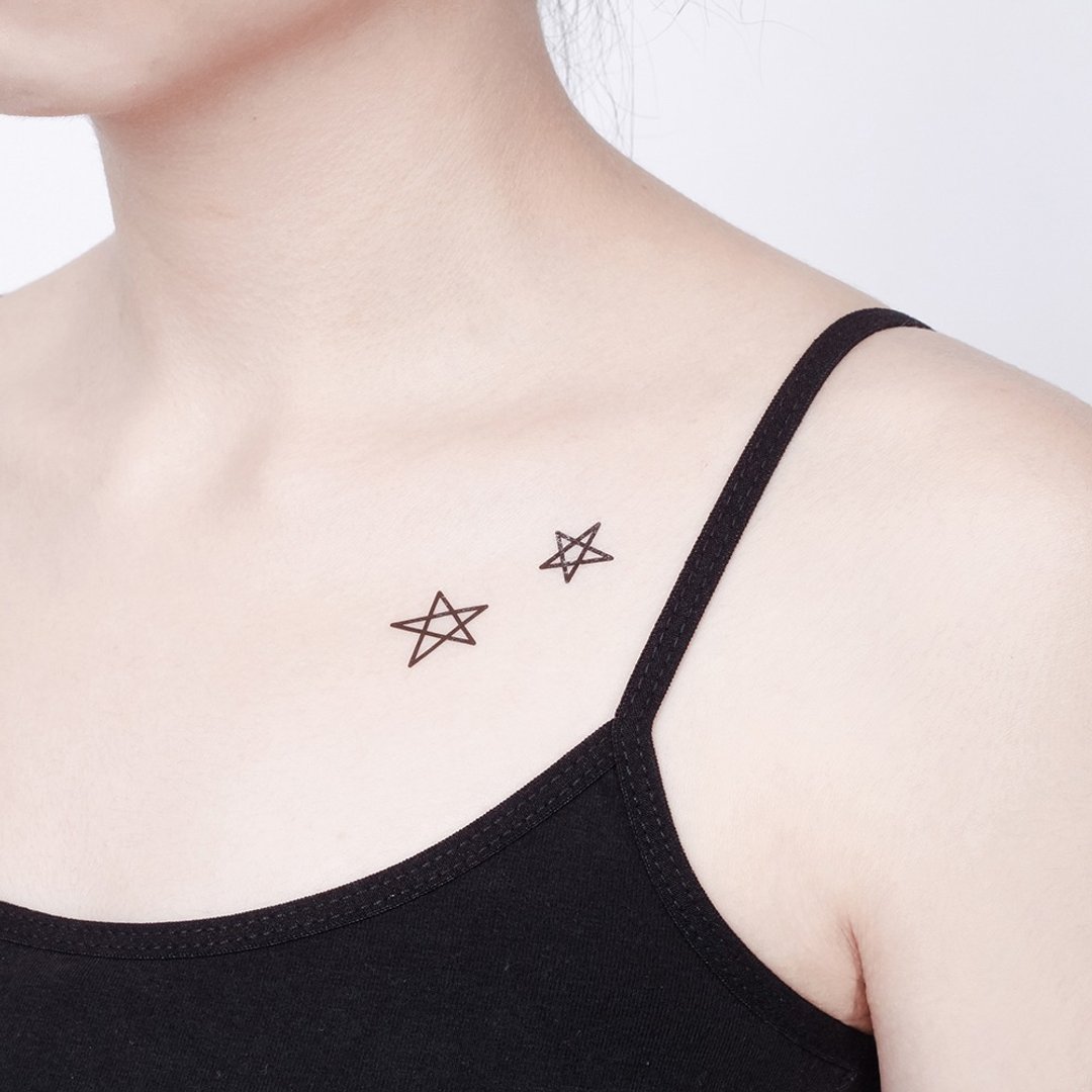 Surprise Tattoos /  线框 星星 刺青 纹身贴纸 - 纹身贴 - 纸 黑色