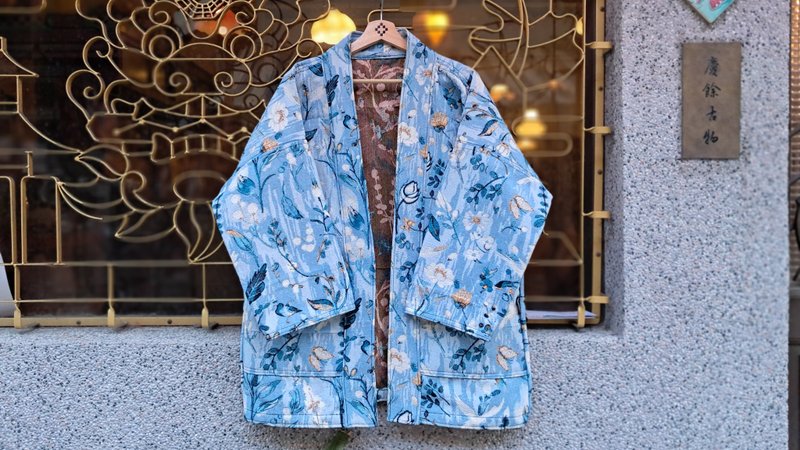 AMIN'S SHINY WORLD 粉蓝天空飞翔的鸟KIMONO - 女装休闲/机能外套 - 棉．麻 多色