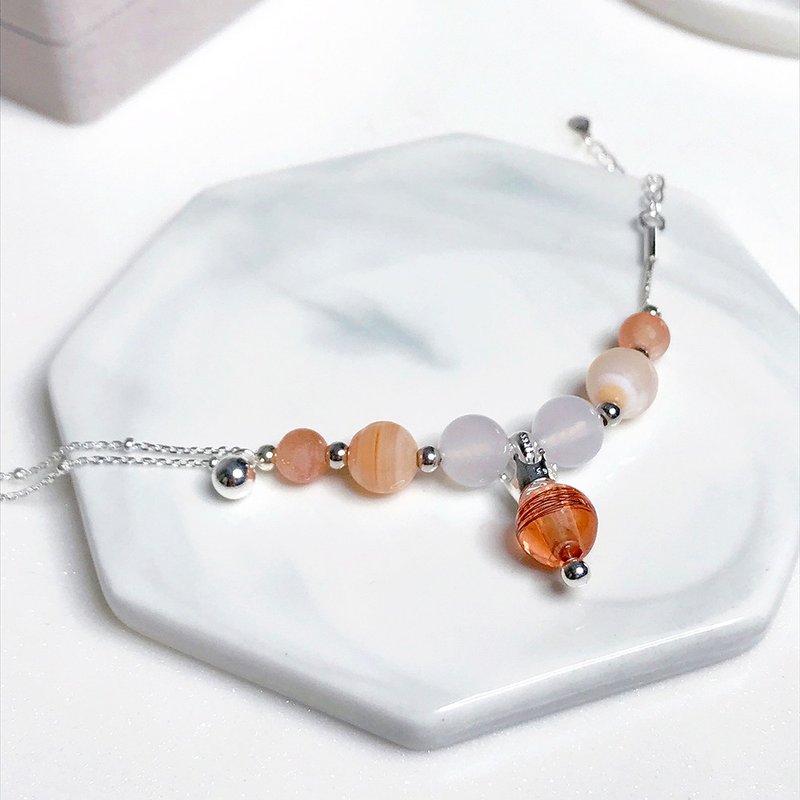 胎毛双链 胎毛纪念品 胎毛手链 宠物纪念品 宠物饰品 A02 - 手链/手环 - 玉石 橘色