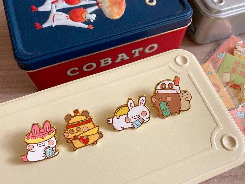 狗狗夹星/原创金属徽章/吃货好朋友_黄色系列4款 - 徽章/别针 - 其他金属 