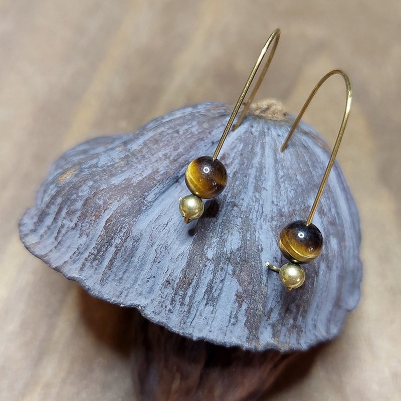 星球耳饰 | 黄虎眼石 - 耳环/耳夹 - 水晶 