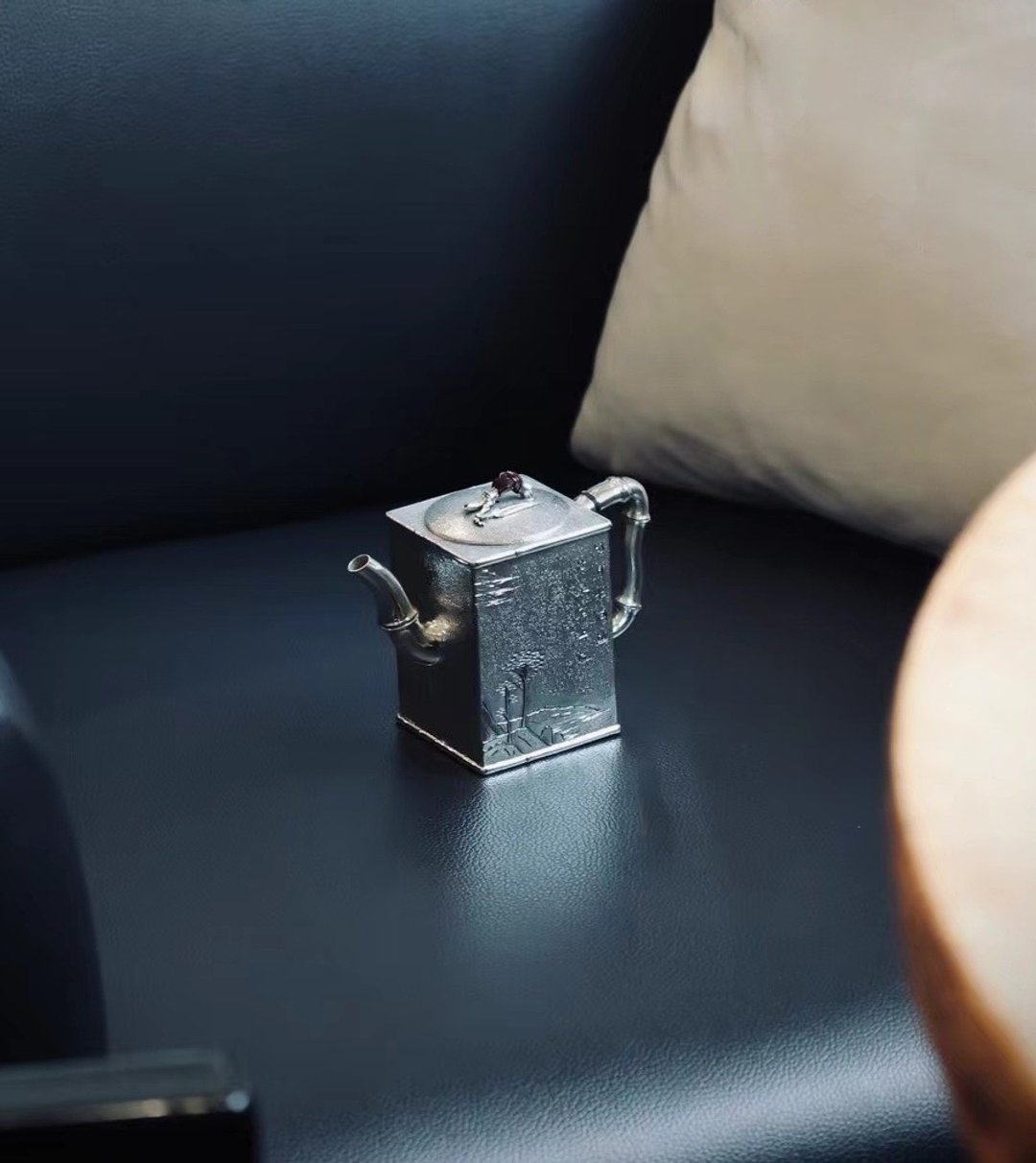 尚帧品 四方山水纯银壶 纯银泡茶壶 银急须 200cc - 酒杯/酒器 - 纯银 