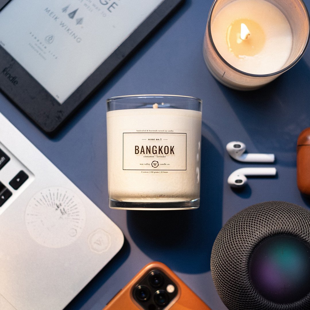 Soy Candle Bangkok Blend Jar Series - Lavender & Cinnamon - 蜡烛/烛台 - 其他材质 白色