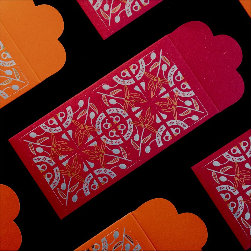 新春花开。花砖红包袋。6入红色花砖 - 红包/春联 - 纸 红色