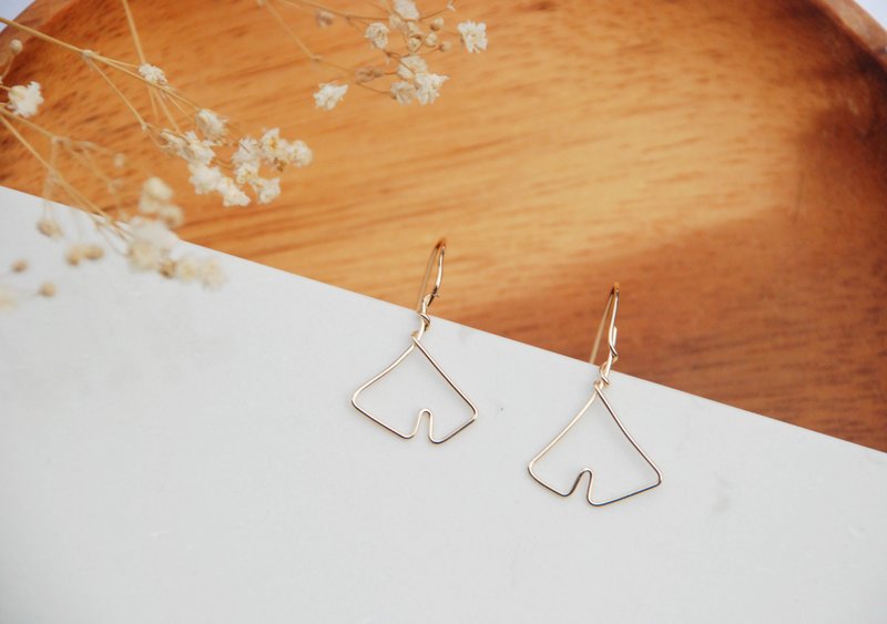 圣诞 秋冬 14kgf 银杏绕线耳环 14k包金 自然 耳针 垂坠 - 耳环/耳夹 - 其他金属 黄色