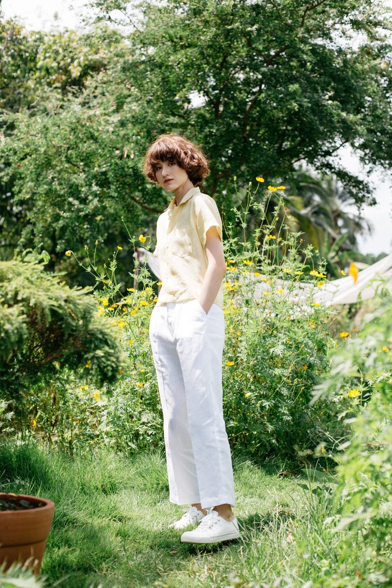【Off-Season Sales】Slim Trousers in White - 女装长裤 - 棉 白色