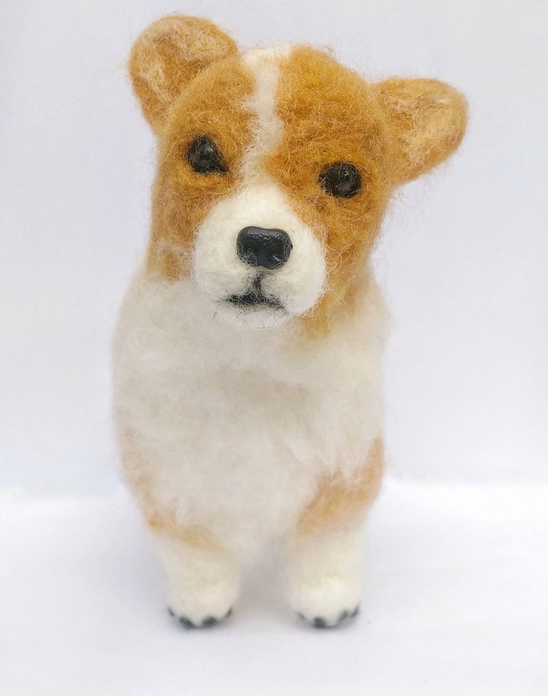 羊毛毡 拟真 宠物 复刻 仿真宠物 狗狗 - 柯基 植毛款 (定制化) - 其他 - 羊毛 咖啡色