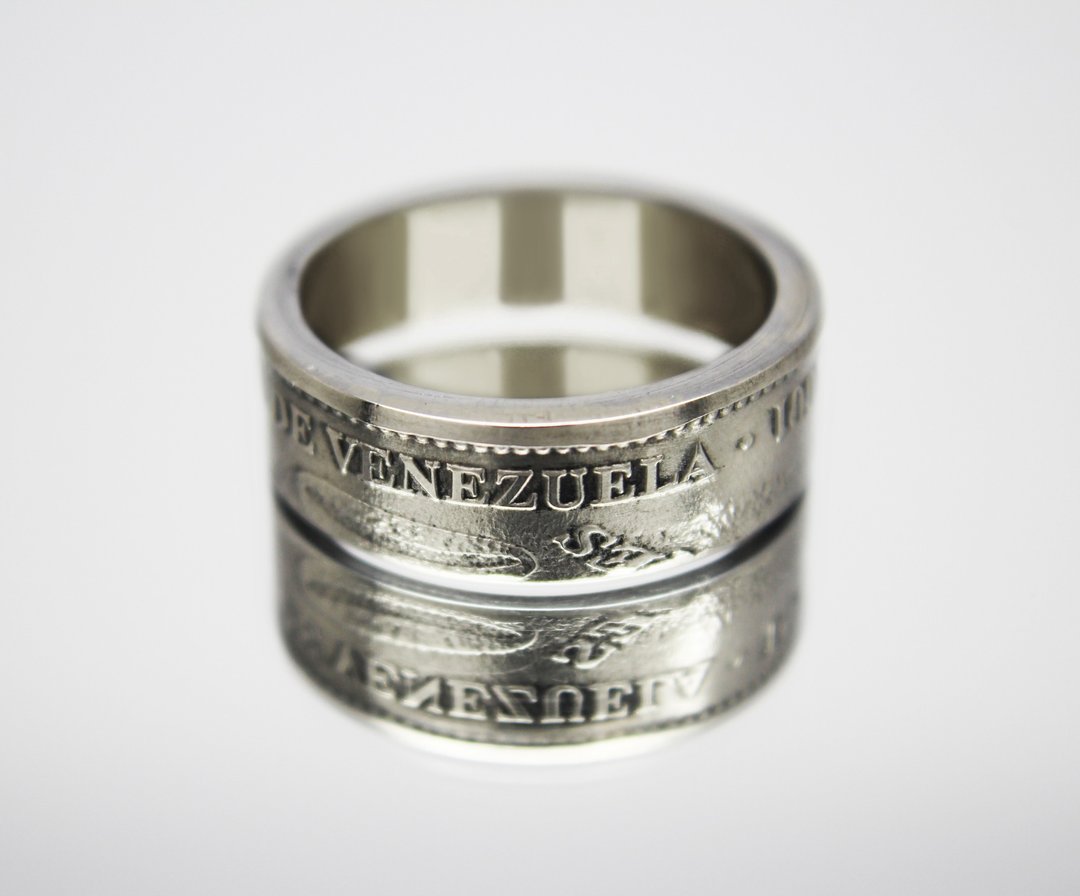 Venezuela Coin Ring 100 Bolivares 2001 coin rings for men coin rings gift - 戒指 - 其他金属 