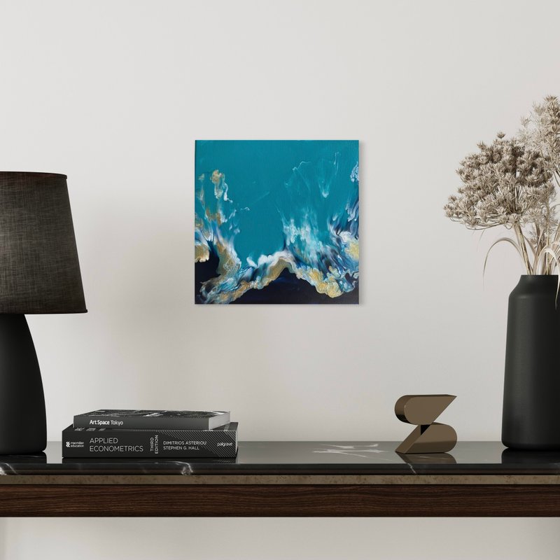 流体艺术 • 摆布画作 • 抽象原创丙烯酸画摆布画作 25x30cm - 海报/装饰画/版画 - 棉．麻 绿色