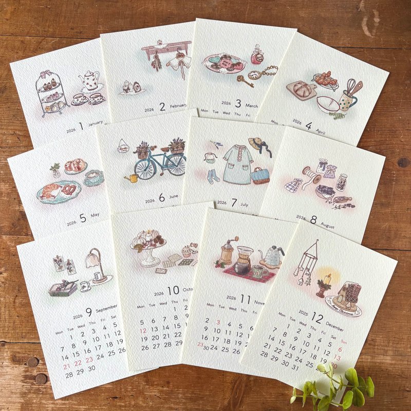 2026年月历 明信片尺寸 Lilac time 原创插画 - 年历/台历 - 纸 