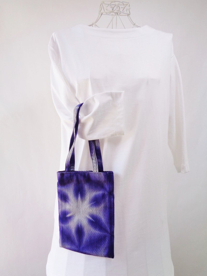 Tabata绞、迷你包、紫色、京绞、知多木绵、正方形 - 手提包/手提袋 - 棉．麻 紫色