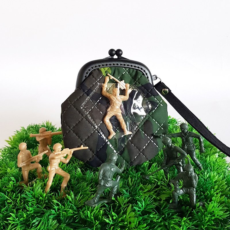 士兵公仔X绿迷彩塑料口金零钱包/加大款【礼物/送礼】 - 零钱包 - 尼龙 绿色