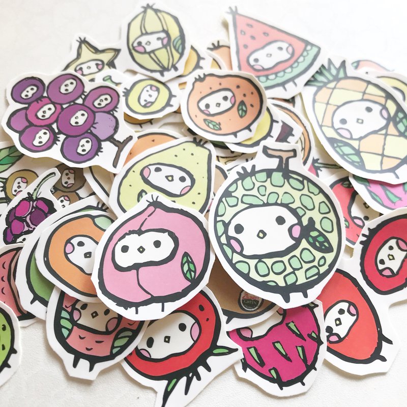 水果籽 插画贴纸 - 贴纸 - 纸 多色