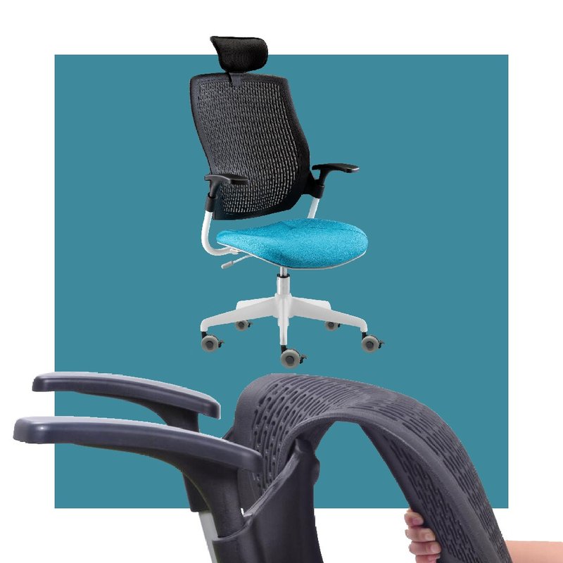 2Move 舒背椅 高背 弹性健康工学椅 - 椅子/沙发 - 尼龙 蓝色