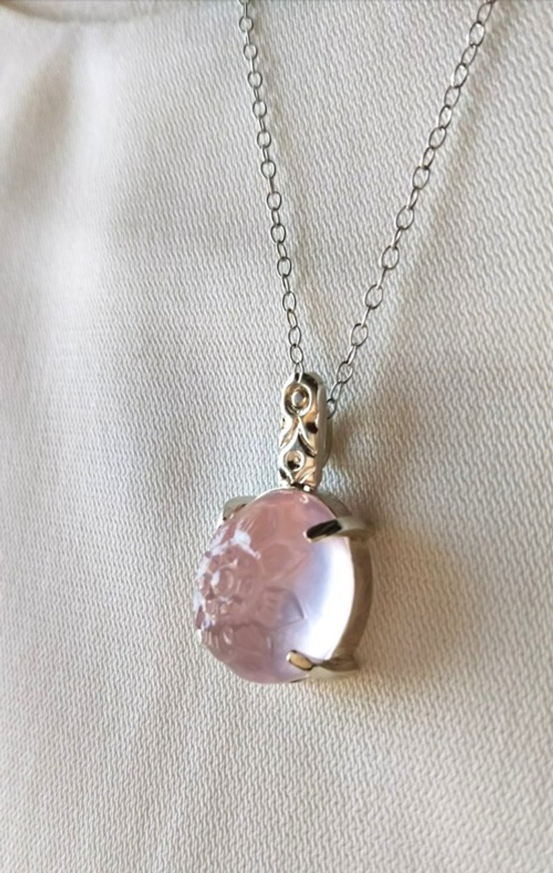 Pinkoi 代购 - SV925 樱花色水滴项链<玫瑰石英> - 项链 - 宝石 