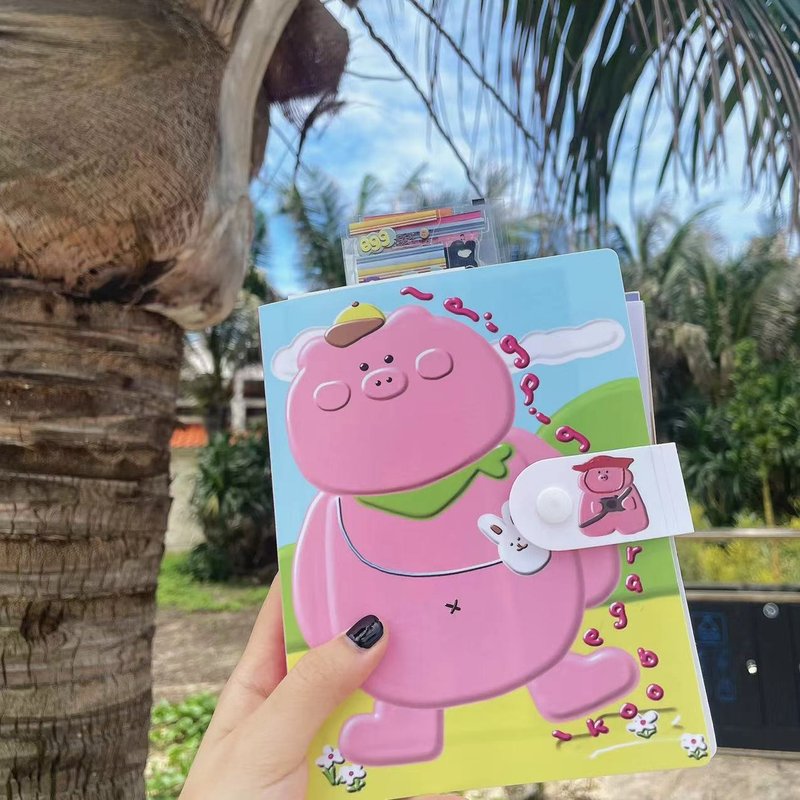 【coloryeah】 春夏 出游 小猪造型 便携a6 手帐 - 笔记本/手帐 - 纸 多色