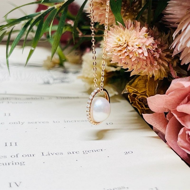 【Moriarty Jewelry】淡水养珠 - 环绕的温柔 - 14K  小钻项链 - 项链 - 贵金属 