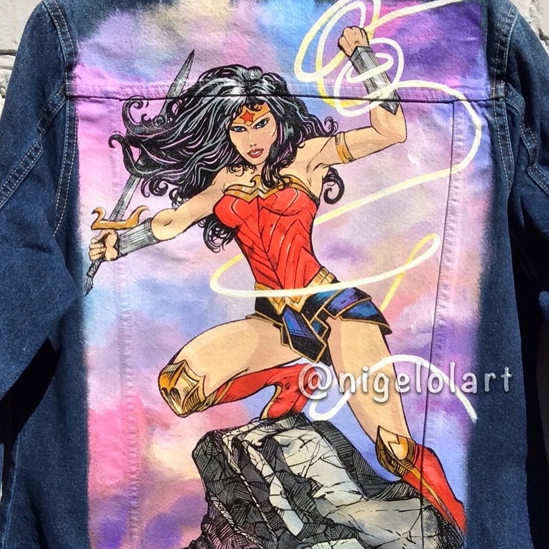 手绘丹宁外套 手工制作 神力女超人外套 超级女孩 DC Comics - 女装休闲/机能外套 - 棉 多色