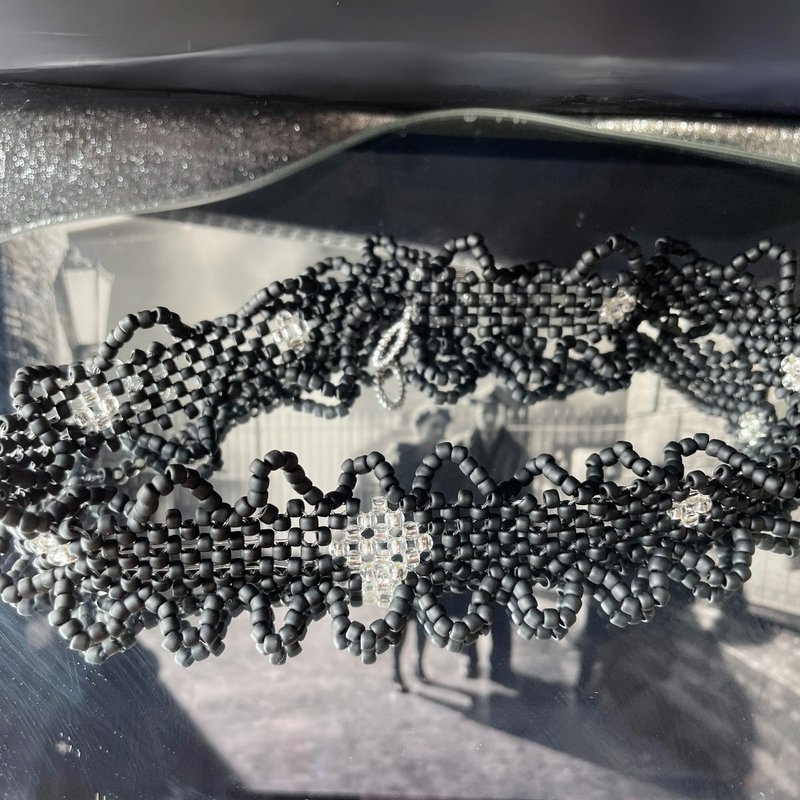 黑银复古花边颈圈 - 颈链 - 塑料 黑色