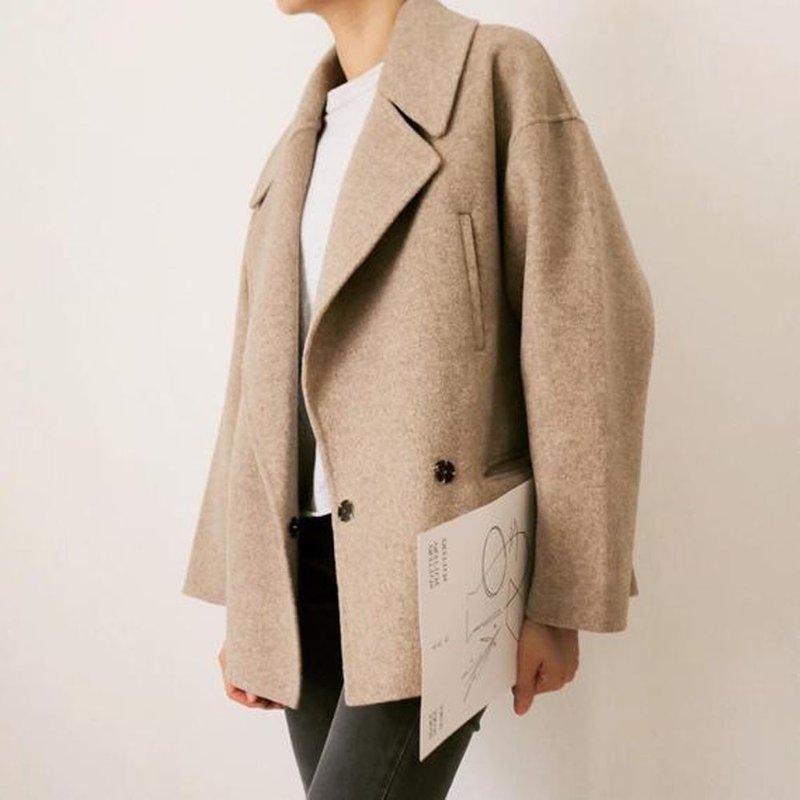 【下单订制】Avoine Coat 学院风喀什米尔茧形手缝短大衣 多色 - 女装休闲/机能外套 - 羊毛 